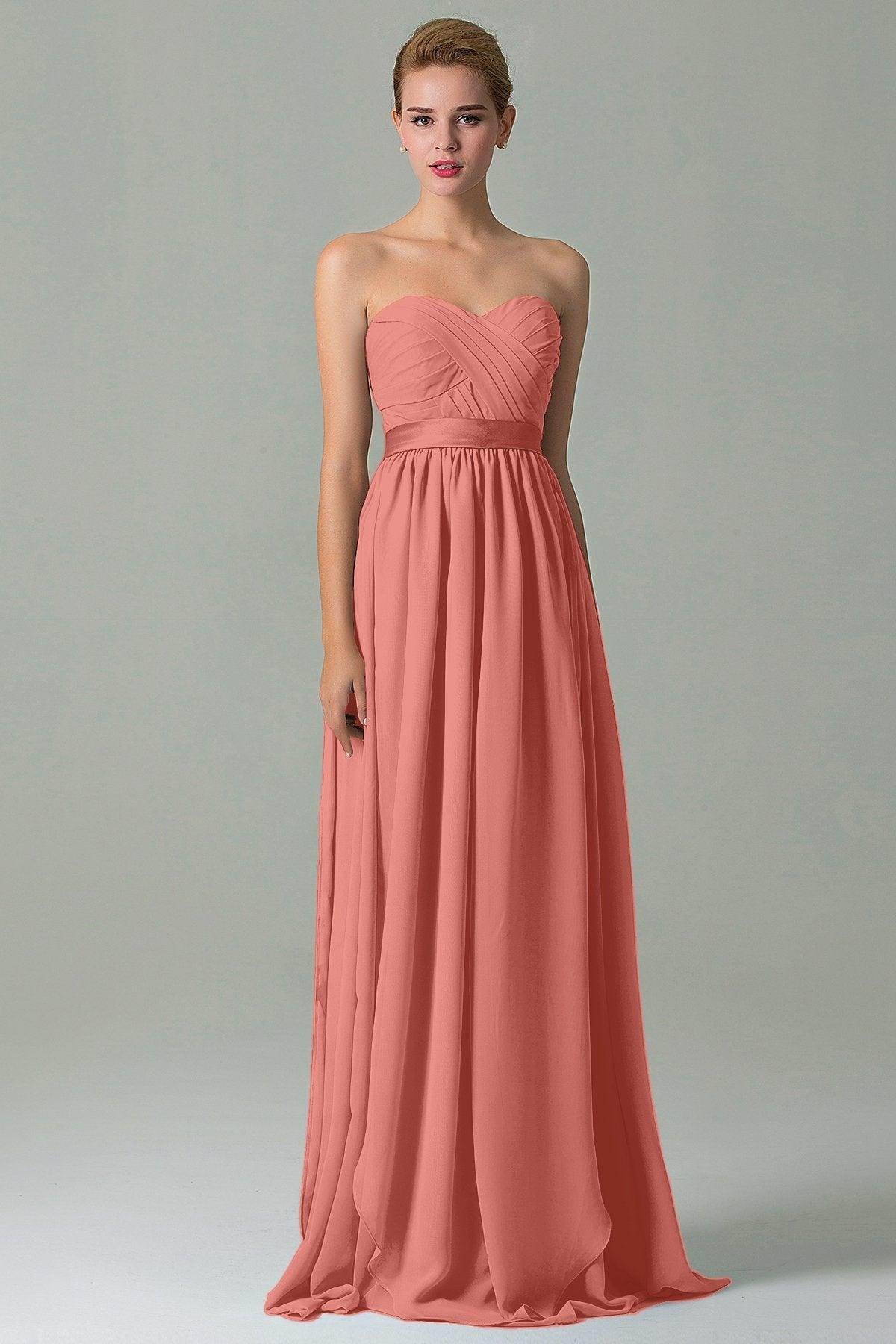 Sheath Floor Length Chiffon Bridesmaid Dress COZF140A1 - COCOMELODY